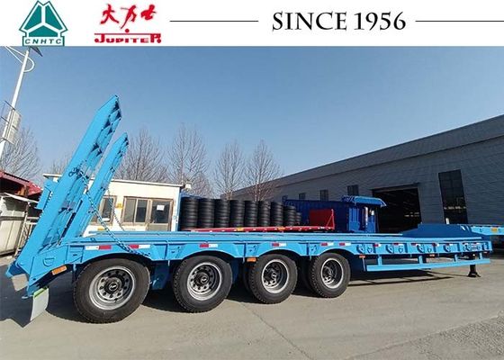 4 Axle 60T Low Bed Semi Trailer For Transporting Excavators
